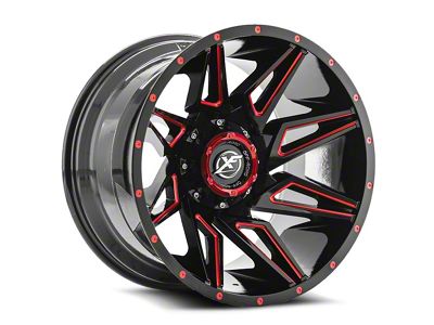 XF Offroad XF-218 Gloss Black and Red Milled 6-Lug Wheel; 20x9; 0mm Offset (03-09 4Runner)