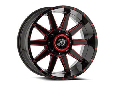 XF Offroad XF-219 Gloss Black and Red Milled 6-Lug Wheel; 17x9; 0mm Offset (03-09 4Runner)