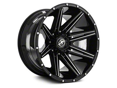 XF Offroad XF-220 Gloss Black Milled and Milled Dots 6-Lug Wheel; 17x9; 12mm Offset (10-24 4Runner)