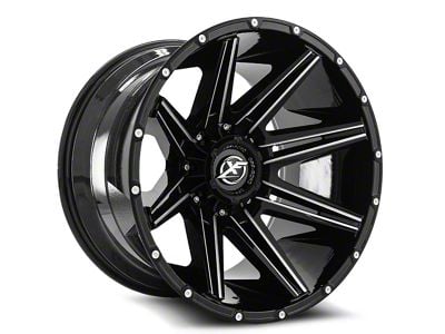 XF Offroad XF-220 Gloss Black and Milled 6-Lug Wheel; 17x9; 12mm Offset (10-24 4Runner)