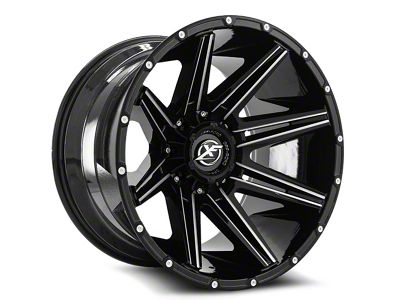 XF Offroad XF-220 Gloss Black and Milled 6-Lug Wheel; 18x9; 12mm Offset (10-24 4Runner)