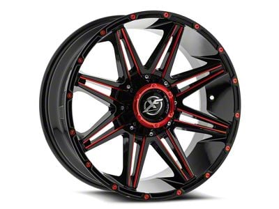 XF Offroad XF-220 Gloss Black and Red Milled 6-Lug Wheel; 17x9; 0mm Offset (03-09 4Runner)