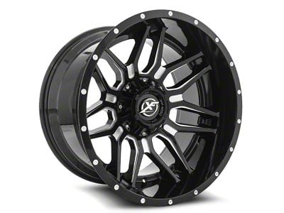 XF Offroad XF-222 Gloss Black and Milled 6-Lug Wheel; 20x10; -12mm Offset (03-09 4Runner)