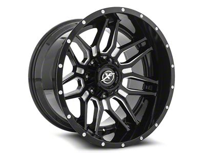 XF Offroad XF-222 Gloss Black and Milled 6-Lug Wheel; 20x9; 12mm Offset (10-24 4Runner)