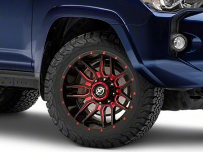 XF Offroad XF-222 Gloss Black Red Milled 6-Lug Wheel; 20x10; -12mm Offset (10-24 4Runner)