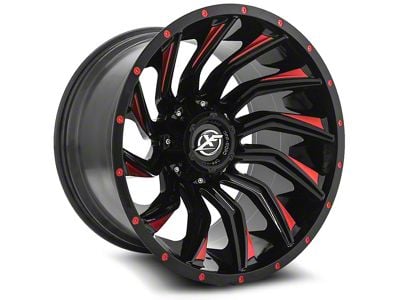 XF Offroad XF-224 Gloss Black and Red Milled 6-Lug Wheel; 20x9; 12mm Offset (10-24 4Runner)