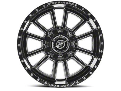 XF Offroad XF-225 Gloss Black Milled 6-Lug Wheel; 20x12; -44mm Offset (10-24 4Runner)