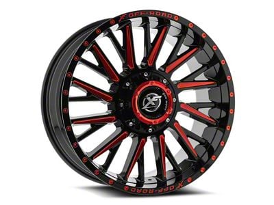 XF Offroad XF-226 Gloss Black and Red Milled 6-Lug Wheel; 26x14; -76mm Offset (10-24 4Runner)