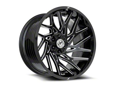 XF Offroad XF-229 Gloss Black and Milled 6-Lug Wheel; 22x12; -44mm Offset (10-24 4Runner)