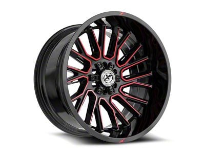 XF Offroad XF-230 Gloss Black and Red Machined 6-Lug Wheel; 17x9; 0mm Offset (10-24 4Runner)