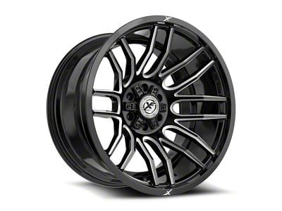 XF Offroad XF-232 Gloss Black and Milled 6-Lug Wheel; 20x12; -44mm Offset (10-24 4Runner)