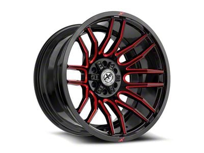 XF Offroad XF-232 Gloss Black and Red Milled 6-Lug Wheel; 24x12; -44mm Offset (10-24 4Runner)