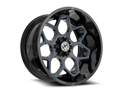 XF Offroad XF-233 Gloss Black and Blue Milled 6-Lug Wheel; 20x10; -12mm Offset (10-24 4Runner)