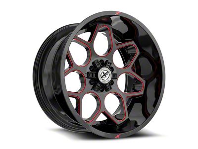 XF Offroad XF-233 Gloss Black and Red Milled 6-Lug Wheel; 20x10; -12mm Offset (03-09 4Runner)