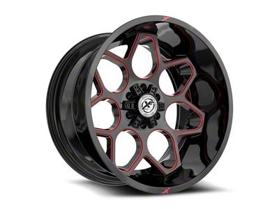 XF Offroad XF-233 Gloss Black and Red Milled 6-Lug Wheel; 20x9; 0mm Offset (10-24 4Runner)