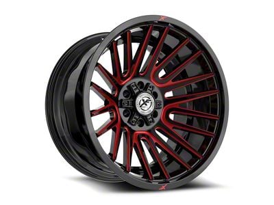 XF Offroad XF-234 Gloss Black and Red Machined 6-Lug Wheel; 17x9; 0mm Offset (10-24 4Runner)