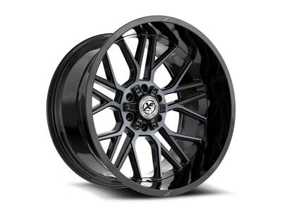 XF Offroad XF-235 Gloss Black and Machined Titanium Double Dark Tint 6-Lug Wheel; 20x9; 12mm Offset (03-09 4Runner)