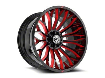 XF Offroad XF-237 Gloss Black and Red Milled 6-Lug Wheel; 20x9; 0mm Offset (03-09 4Runner)