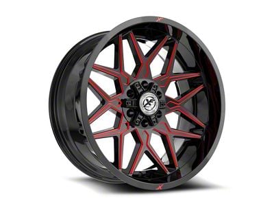 XF Offroad XF-238 Gloss Black and Red Milled 6-Lug Wheel; 17x9; 0mm Offset (10-24 4Runner)