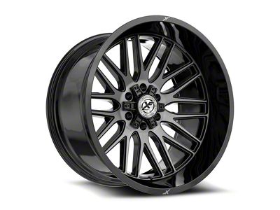 XF Offroad XF-240 Gloss Black and Brushed Double Dark Tint 6-Lug Wheel; 24x12; -44mm Offset (10-24 4Runner)