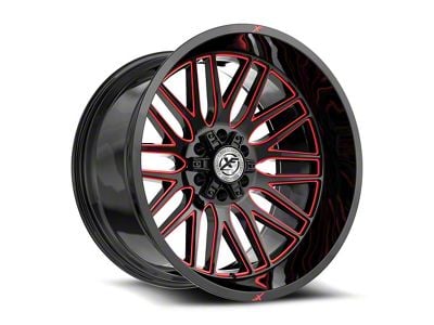 XF Offroad XF-240 Gloss Black and Red Milled 6-Lug Wheel; 17x9; 0mm Offset (03-09 4Runner)