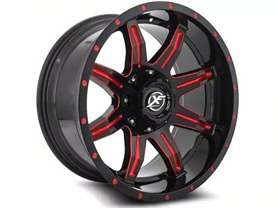 XF Offroad XF-215 Gloss Black Red Milled 6-Lug Wheel; 20x10; -12mm Offset (21-24 Bronco, Excluding Raptor)