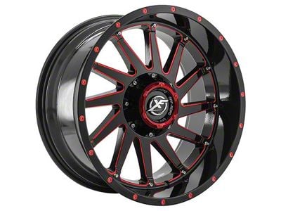 XF Offroad XF-216 Gloss Black Red Milled 6-Lug Wheel; 20x10; -12mm Offset (21-24 Bronco, Excluding Raptor)