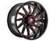 XF Offroad XF-216 Gloss Black Red Milled 6-Lug Wheel; 20x10; -12mm Offset (21-24 Bronco, Excluding Raptor)