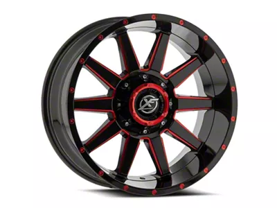 XF Offroad XF-219 Gloss Black and Red Milled 6-Lug Wheel; 17x9; 0mm Offset (22-24 Bronco Raptor)