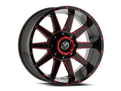 XF Offroad XF-219 Gloss Black and Red Milled 6-Lug Wheel; 17x9; 12mm Offset (21-24 Bronco, Excluding Raptor)