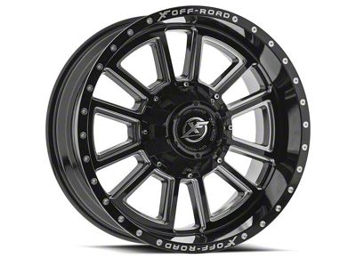 XF Offroad XF-225 Gloss Black Milled 6-Lug Wheel; 20x12; -44mm Offset (21-24 Bronco, Excluding Raptor)