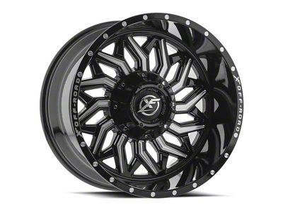 XF Offroad XF-228 Gloss Black and Milled 6-Lug Wheel; 22x12; -44mm Offset (21-24 Bronco, Excluding Raptor)