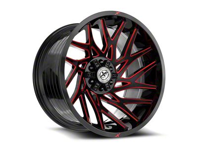 XF Offroad XF-229 Gloss Black and Red Milled 6-Lug Wheel; 20x10; -12mm Offset (21-24 Bronco, Excluding Raptor)