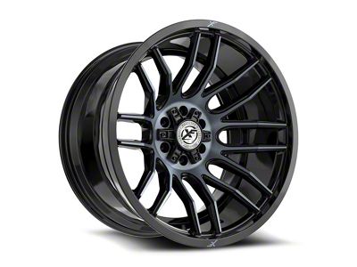 XF Offroad XF-232 Gloss Black and Machined Titanium Double Dark Tint 6-Lug Wheel; 20x9; 12mm Offset (21-24 Bronco, Excluding Raptor)