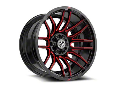 XF Offroad XF-232 Gloss Black and Red Milled 6-Lug Wheel; 17x9; 0mm Offset (21-24 Bronco, Excluding Raptor)