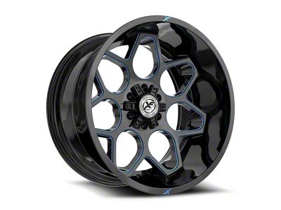 XF Offroad XF-233 Gloss Black and Blue Milled 6-Lug Wheel; 20x10; -12mm Offset (21-24 Bronco, Excluding Raptor)