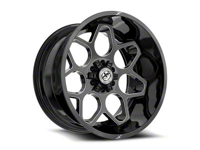 XF Offroad XF-233 Gloss Black and Milled 6-Lug Wheel; 20x10; -12mm Offset (21-25 Bronco, Excluding Raptor)