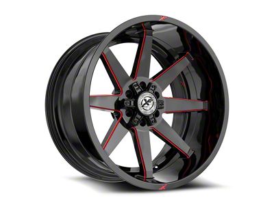 XF Offroad XF-236 Gloss Black and Red Milled 6-Lug Wheel; 20x9; 0mm Offset (21-24 Bronco, Excluding Raptor)