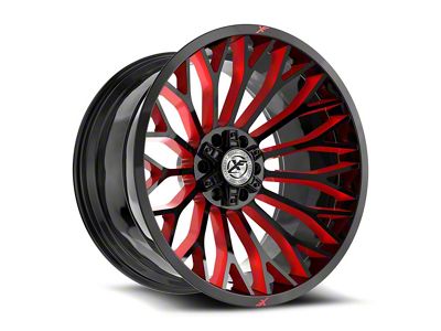 XF Offroad XF-237 Gloss Black and Red Milled 6-Lug Wheel; 20x12; -44mm Offset (22-25 Bronco Raptor)