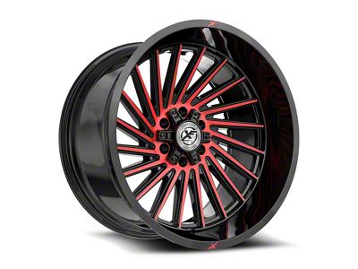 XF Offroad XF-239 Gloss Black and Red Machined 6-Lug Wheel; 22x12; -44mm Offset (22-25 Bronco Raptor)