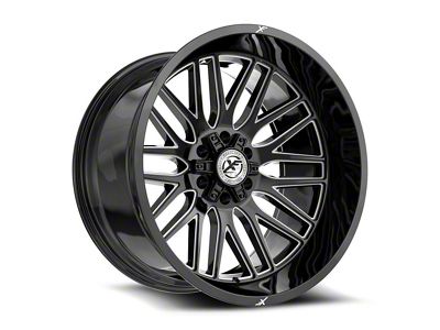 XF Offroad XF-240 Gloss Black and Milled 6-Lug Wheel; 17x9; 0mm Offset (21-24 Bronco, Excluding Raptor)