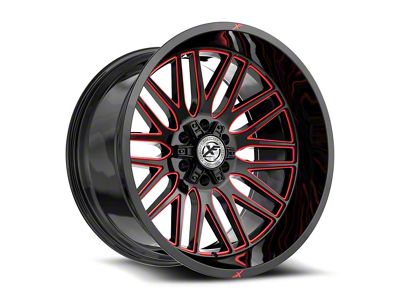 XF Offroad XF-240 Gloss Black and Red Milled 6-Lug Wheel; 22x12; -44mm Offset (21-25 Bronco, Excluding Raptor)