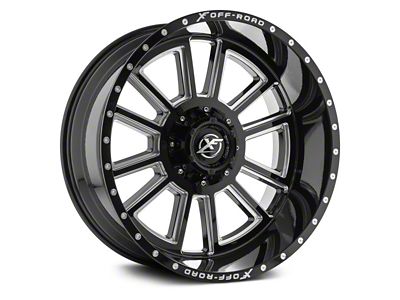 XF Offroad XF-225 Gloss Black Milled 6-Lug Wheel; 20x12; -44mm Offset (22-24 Bronco Raptor)