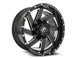 XF Offroad XF-205 Gloss Black and Milled Wheel; 20x10; -12mm Offset (84-01 Jeep Cherokee XJ)