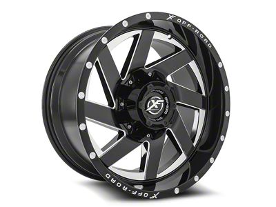 XF Offroad XF-205 Gloss Black and Milled Wheel; 20x10; -12mm Offset (84-01 Jeep Cherokee XJ)