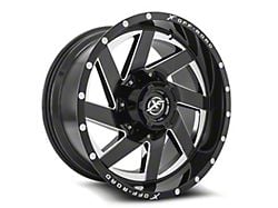 XF Offroad XF-205 Gloss Black and Milled Wheel; 22x10; -24mm Offset (84-01 Jeep Cherokee XJ)