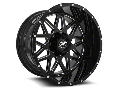 XF Offroad XF-211 Gloss Black and Machined Wheel; 20x10; -12mm Offset (84-01 Jeep Cherokee XJ)