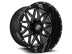 XF Offroad XF-211 Gloss Black and Machined Wheel; 20x9; 0mm Offset (84-01 Jeep Cherokee XJ)