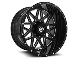 XF Offroad XF-211 Gloss Black and Machined Wheel; 20x9; -12mm Offset (84-01 Jeep Cherokee XJ)