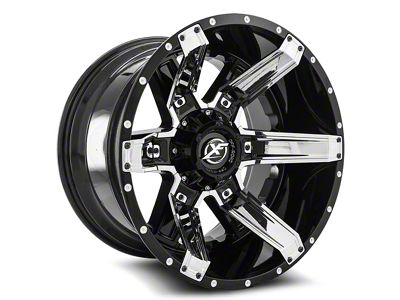 XF Offroad XF-214 Gloss Black with Chrome Inserts Wheel; 20x10; -12mm Offset (84-01 Jeep Cherokee XJ)